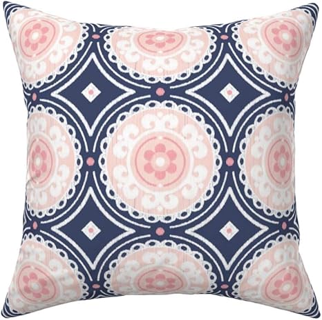navy and blush throw pillows