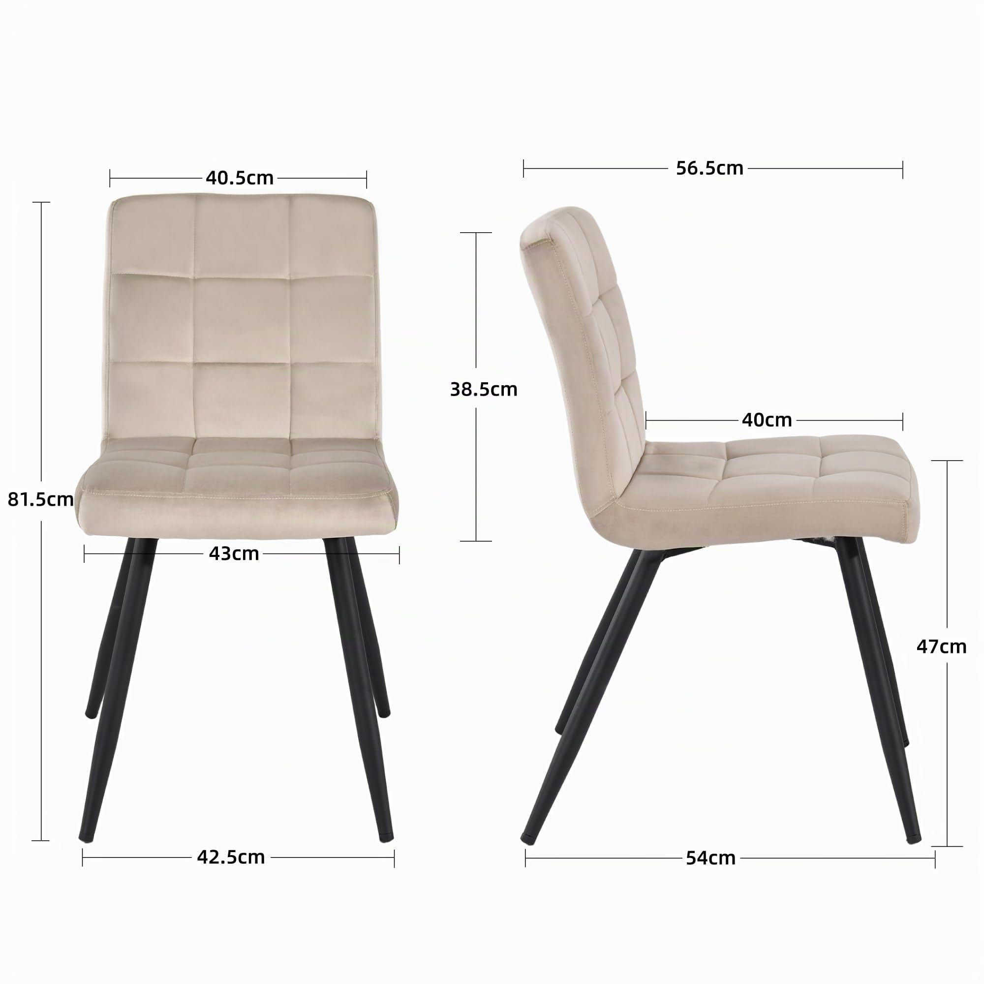 Duhome Sedie da sala da pranzo set 4er set da cucina sedia soggiorno sedia in velluto con schienale, telaio realizzato con design della sedia imbottita in metallo, beige