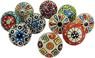 Set of 20 Mix Vintage Handpainted Ceramic Knobs Cabinet Drawer Knobs Flat Handle - Compare price