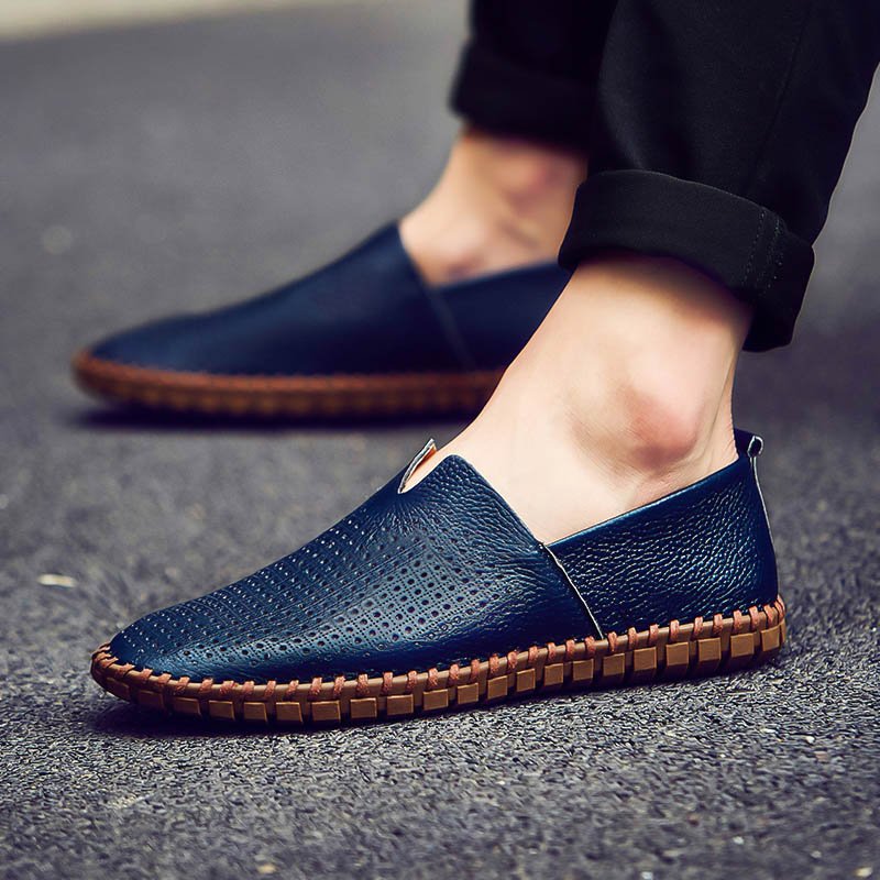 Men's Handmade Genuine Leather Loafer Shoes Slip On Soft Walking Driving Shoes4