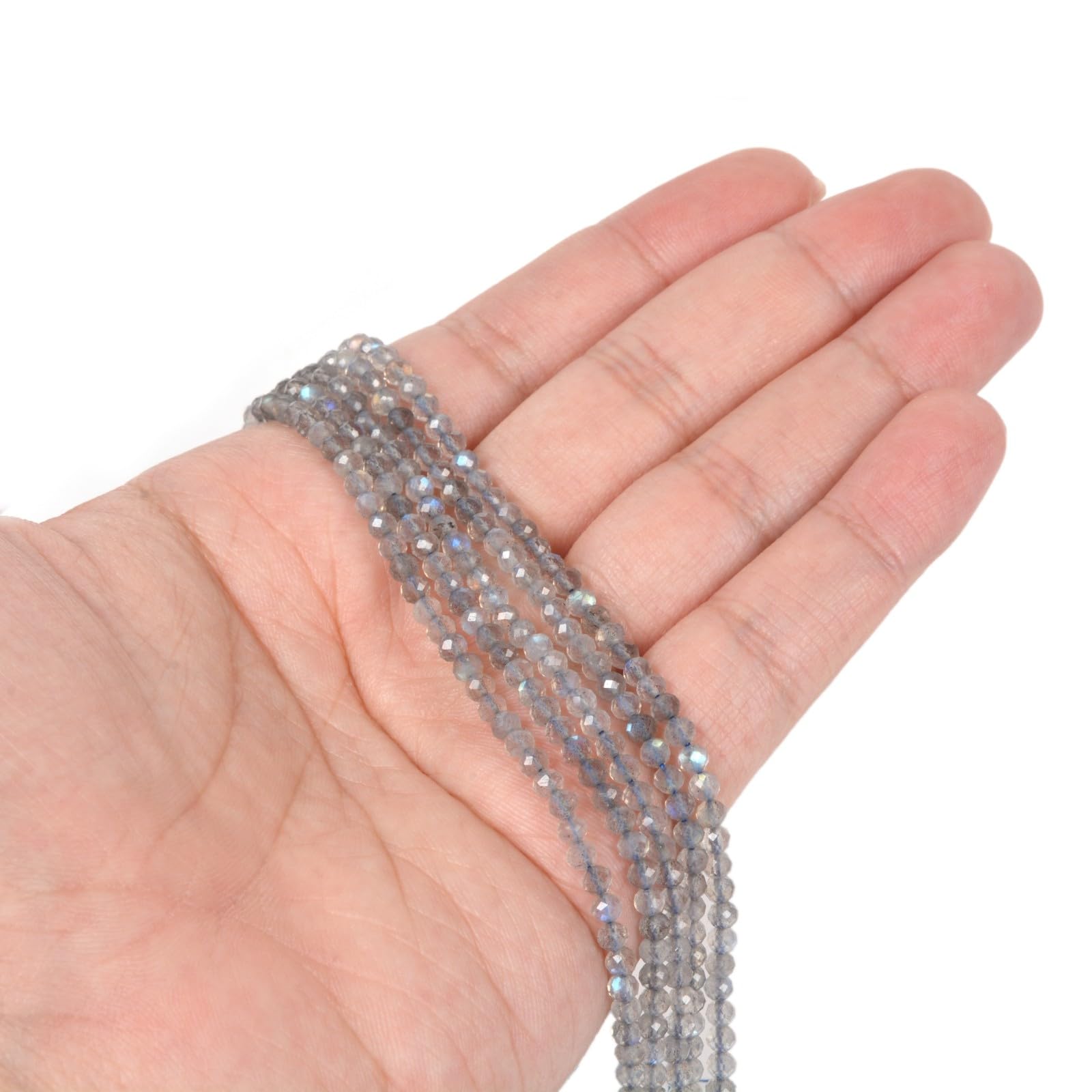 3 mm Labradorit, facettierter Edelstein, rund, lose Perlen, Strang, 39,4–40,6 cm, DIY-Schmuckherstellung