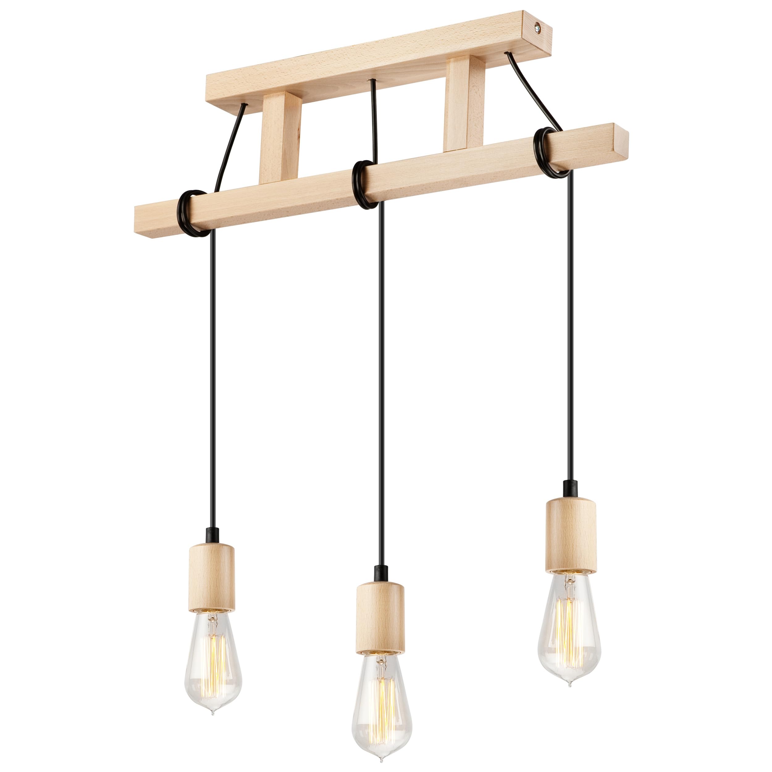 Lámpara de techo con cuerda LEON de 3 focos E27 para iluminar techos oscuros