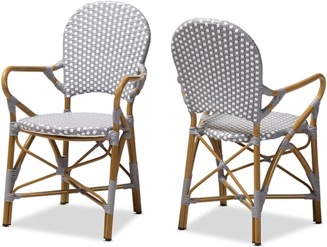 Baxton Studio Seva Dining Side Chair in Beige and Grey (Set of 2)