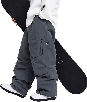 SNOWVERB Baggy Ski Pants Waterproof Insulated Snowboard Cargo Pants Loose Fit Winter Outdoor Hiking Snow Pants Men Women