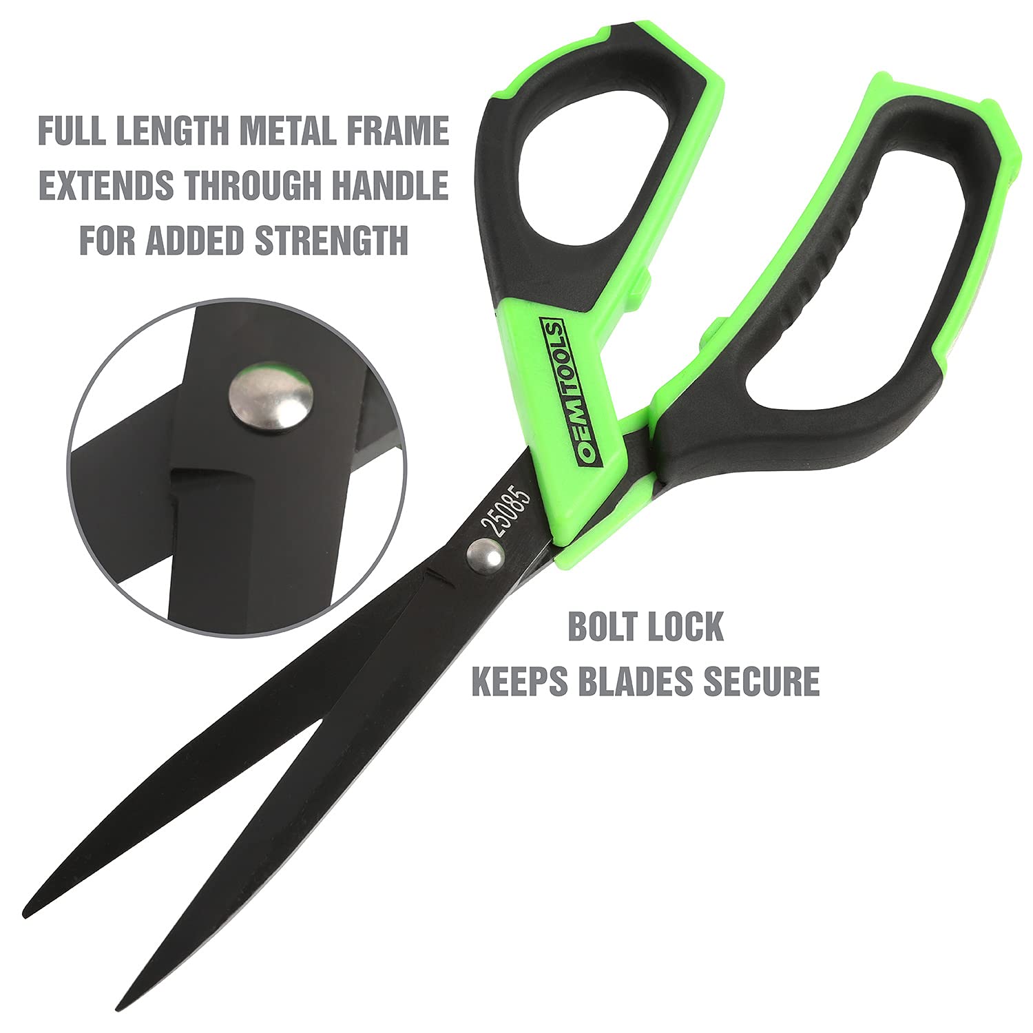 OEMTOOLS 25085 Tijeras de utilidad de 25,4 cm, tijeras de acero inoxidable duraderas, tijeras recubiertas de carbono, suministros de oficina ergonómicos, tijeras multiusos