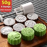 Mooncake Mold for Mid Autumn Festival DIY Mooncake Cookies Press Mould with 6 Stamps(1 pack with 6 stamps) by Huaing