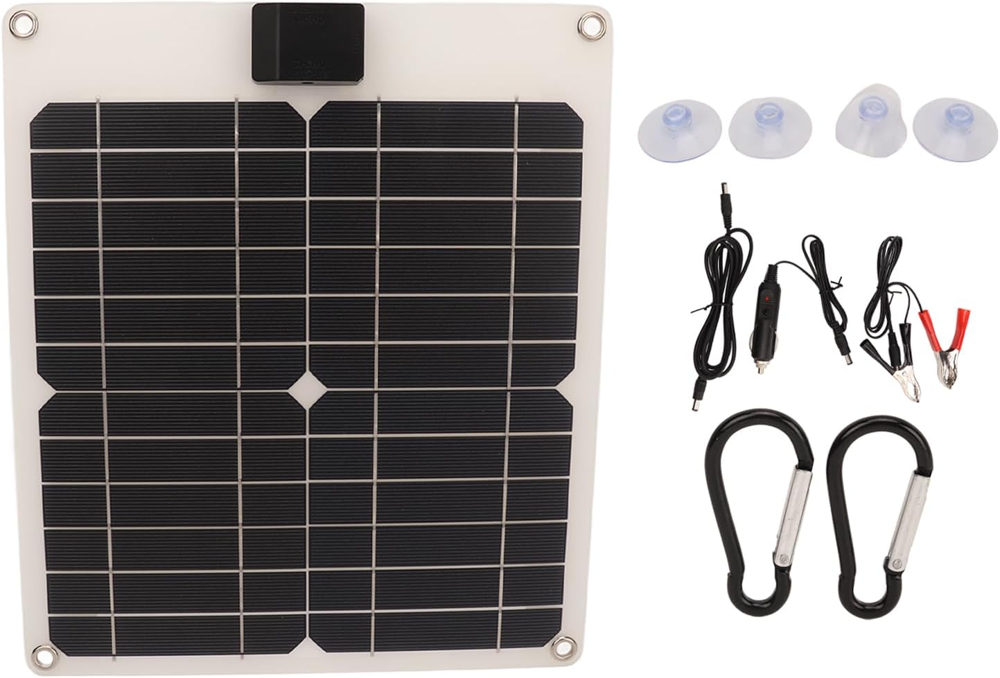 Solar Battery Charger, Solar Panels Solar Car Battery Charger with and Shockabsorbing Capabilities 15W Solar Battery Charger Kit for Motorcycles, Boats, or RVs (White)