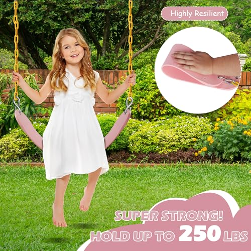 Image of Sunnyglade 8PCS Swings Seats Heavy Duty with 66 inch Chain, Playground Swing Set Accessories Replacement with Snap Hooks, Support 250lb (8, Pastel Pink)