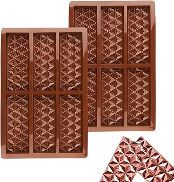2 Pcs 6 Cavity Silicone DIY Chocolate Bar Mould Non-Stick Baking Tray