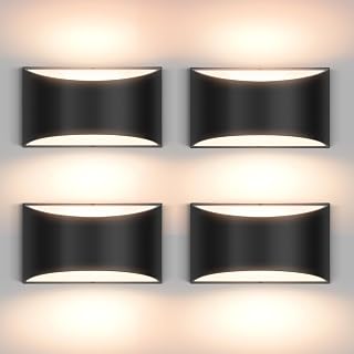 4 Pack Black Modern LED Wall Sconces Light Hardwired Wall Sconces Indoor Up and Down Sconces Wall Lamps for Living Room, Bedroom, Hallway Warm White 3000K(with G9 Bulbs)
