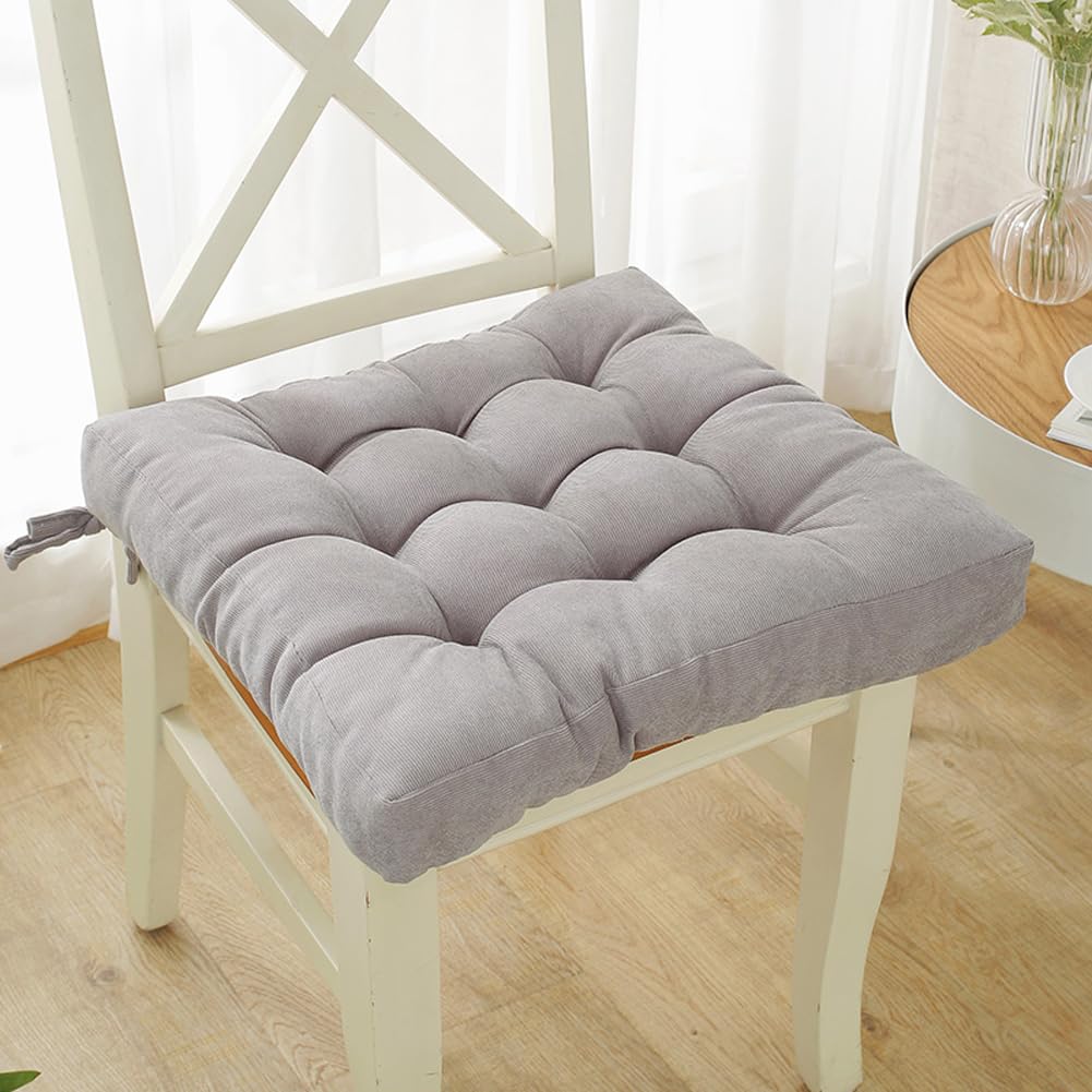 Cojín de asiento gris claro DSoft Bo de 50x50x10 cm con lazos para sillas de oficina