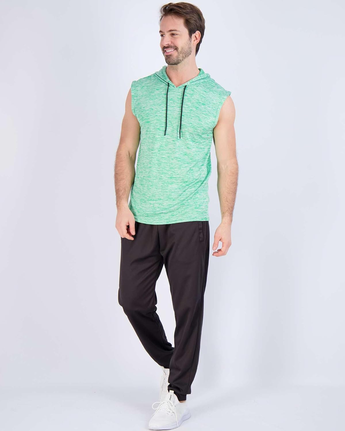 Real Essentials 3 Pack: Mens Dry-Fit Active Hooded Tank Top - Workout Sleeveless Hoodie Drawstring (Available in Big & Tall) - Image 5