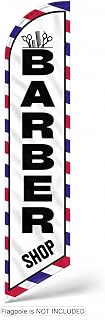 12x2.5 Feet Tall Feather Flags "Barber Shop" - Advertising Replacement Feather Banner - Single Sided Feathers Banners Barber Themed - Advertising Flag with Polyester - Flagpole is Not Included