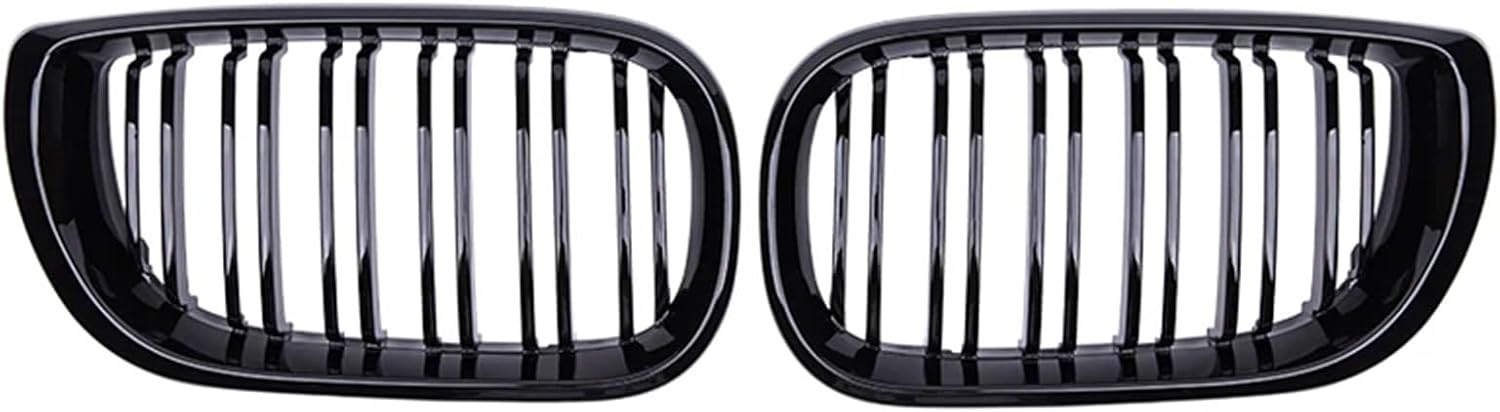 Compatible with BMW E46 3 Series Carbon Fiber Kidney Grills Grille Racing Grill Car Front Bumper Grilles 02-05 4 Door ABS Dual Line(Gloss Black)
