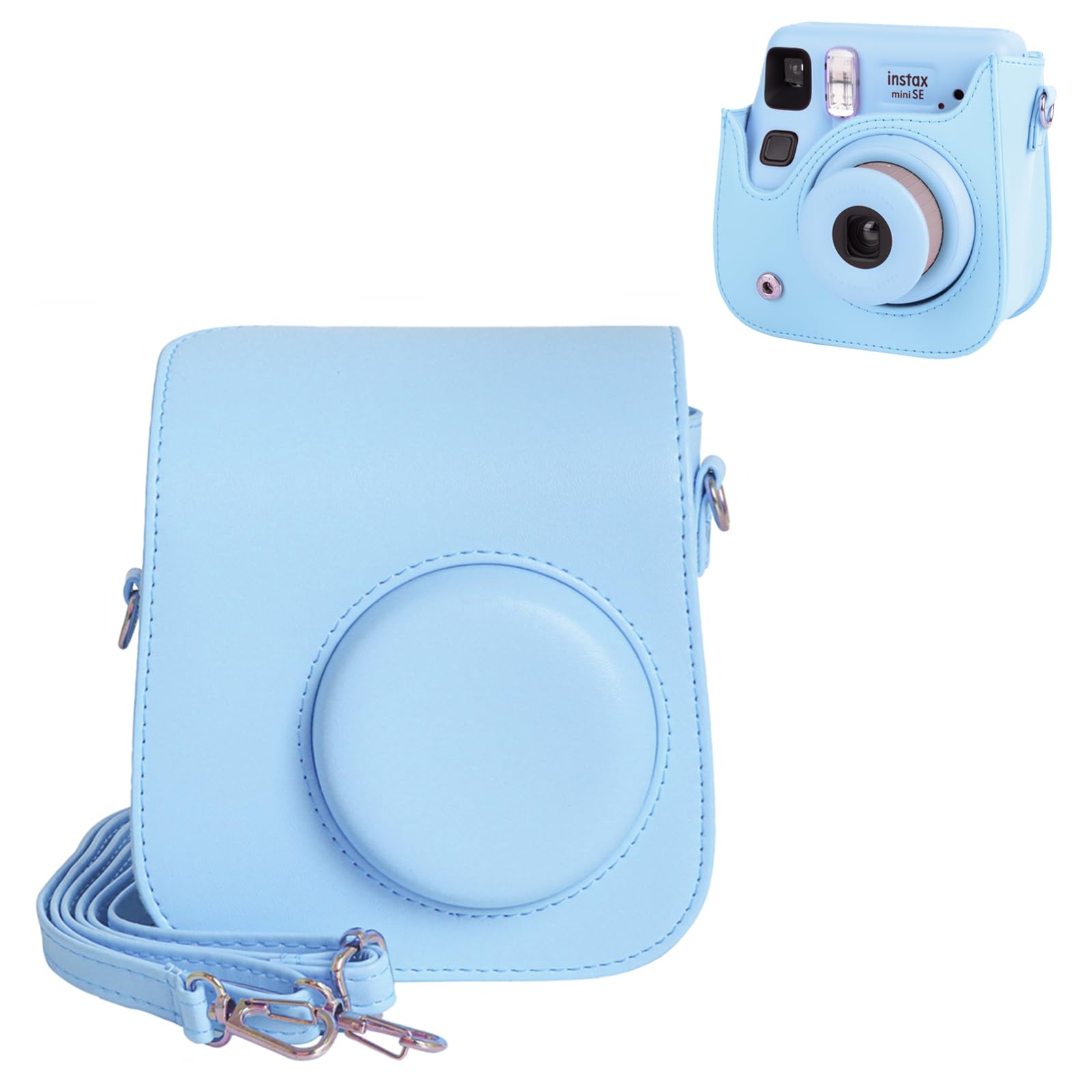 HIYQIN Fuji Mini SE/7 Plus Camera Case, Protective PU Leather Case Compatible for Instax Mini SE/7+ Instant Camera with Adjustable Shoulder Strap -