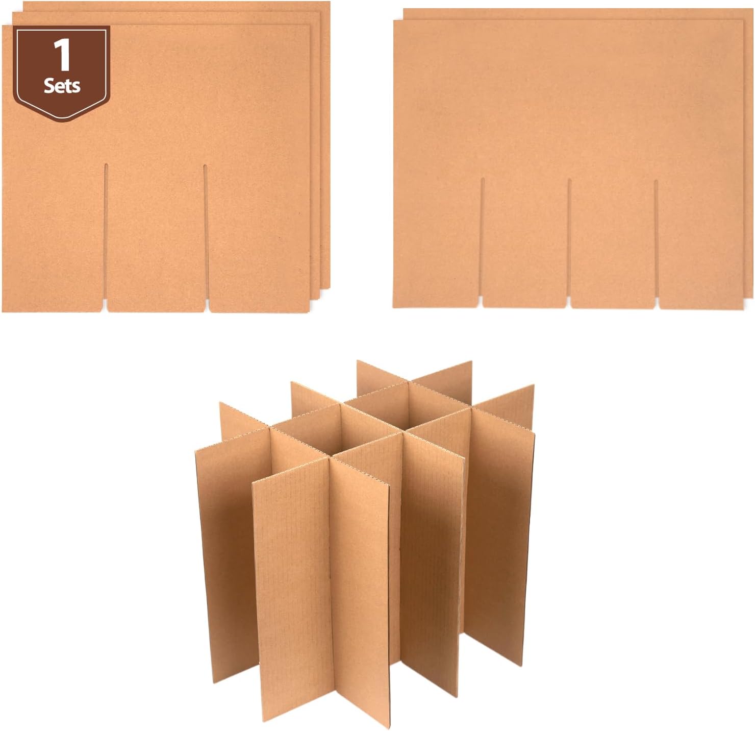 6 Sets of Glass Dividers for Moving Boxes Packing Boxes Kit for Moving Dishes Wine Boxes for Moving, Packing Supplies for Fits in 16 x 12 x 12 Inch Box (Box Not Included)