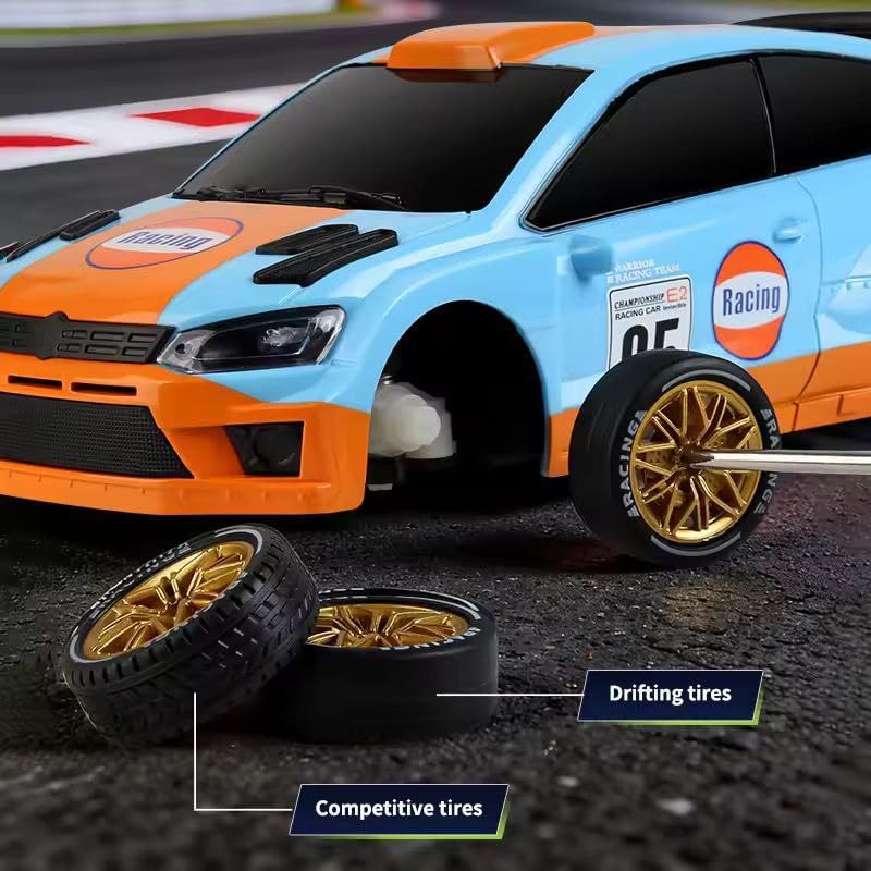 Image of Rc Drift Remote Control Car 1:24 Scale, High-Speed, 4Wd, Lights, Rechargeable Racing Car, Drifting Tires, 2.4Ghz, for Kids (1:24 RC Drift - Sky Blue)
