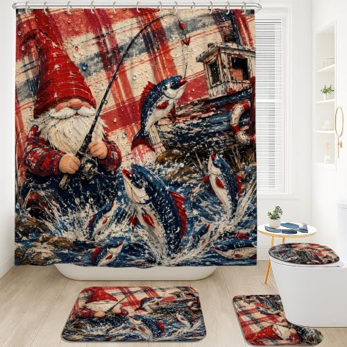 Rideaux de douche rustiques nains de poisson rouge 183x183 cm - 3