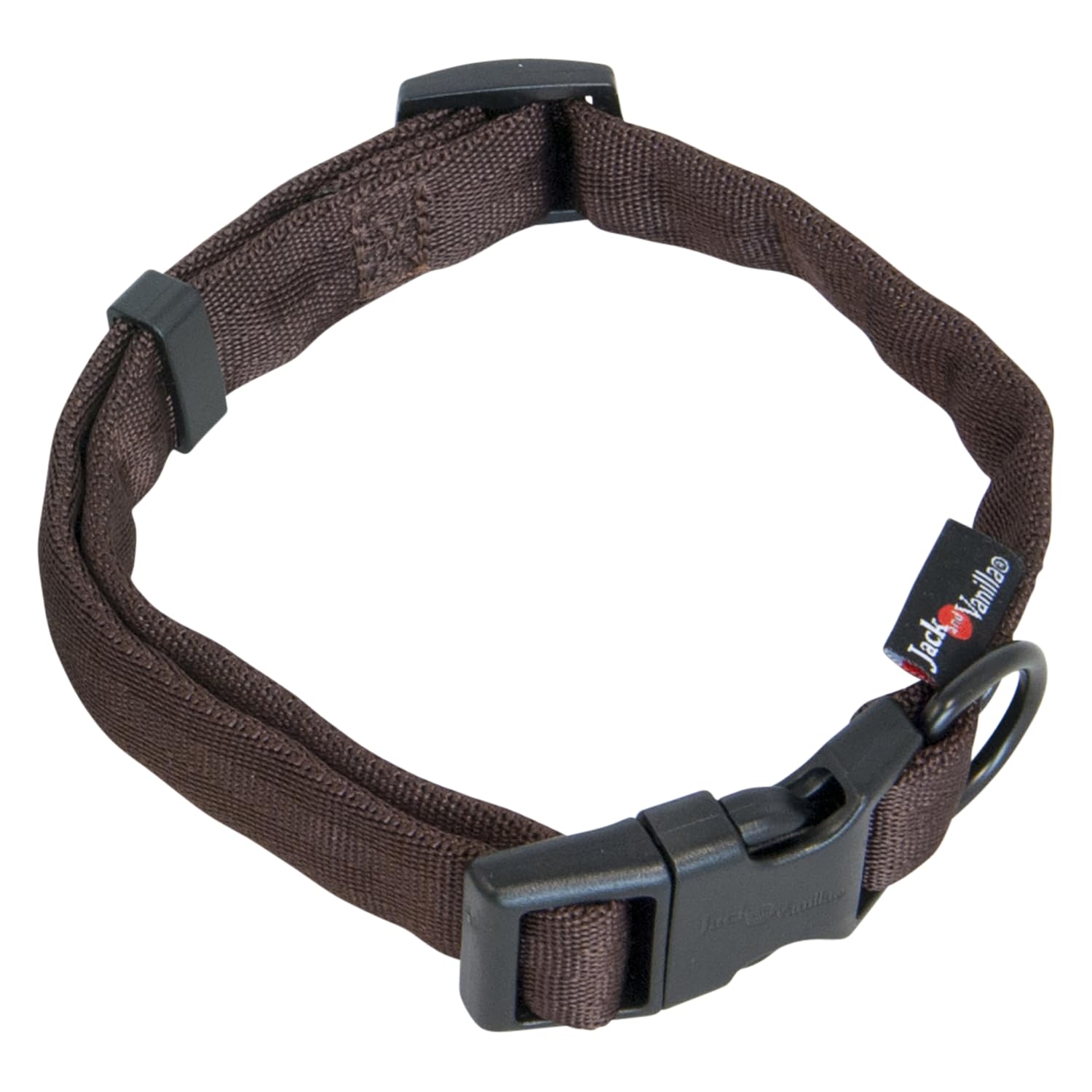 JACK AND VANILLA, Comfort Tube Nylon Dog Collar, Brown, Size 15 mm x 24-35 cm, 15 mm x 24 - 35 cm