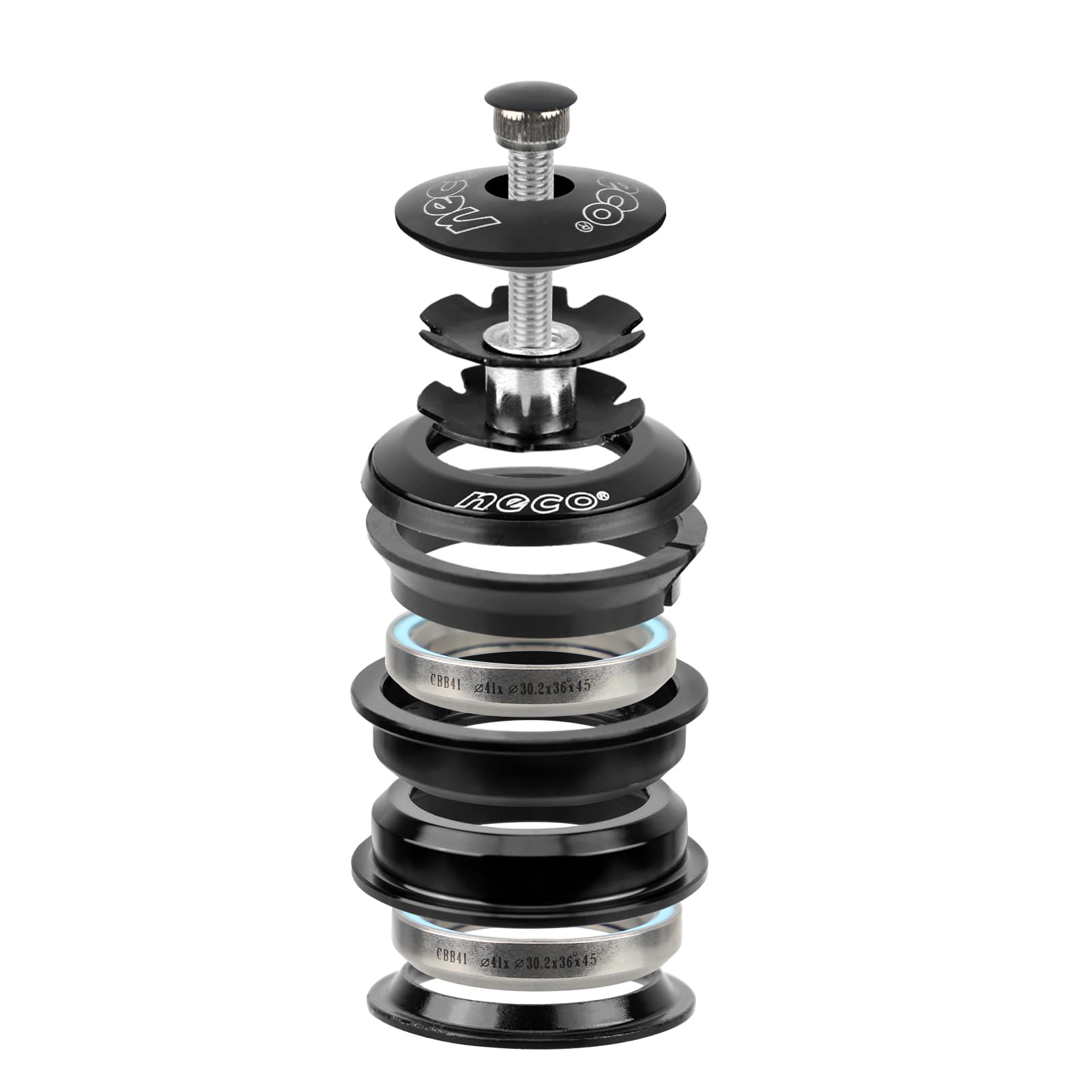 Semi-Integrated Headset for 1-1/8" Threadless Steerer, Headtube Inner Diameter 44mm/Outer Diameter 50mm Cartridge Ball Bearing Black 1-1/8" steerer, ID./OD.= 44/50mm Headtube