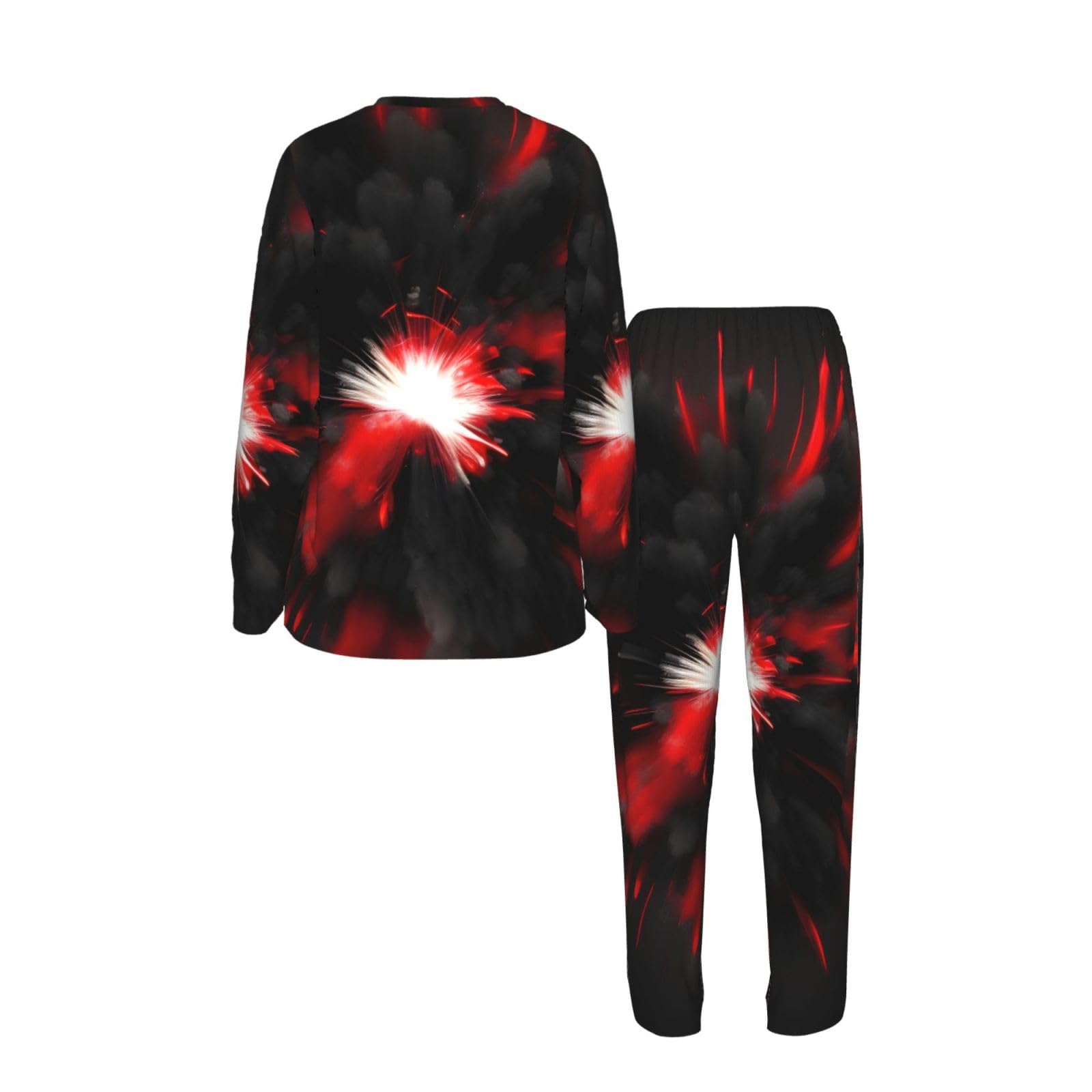 Explosion Burst Red Black Print Donna Manica Lunga Pigiama Vacanza Yoga Casual Gite Confortevole Pigiameria Regalo