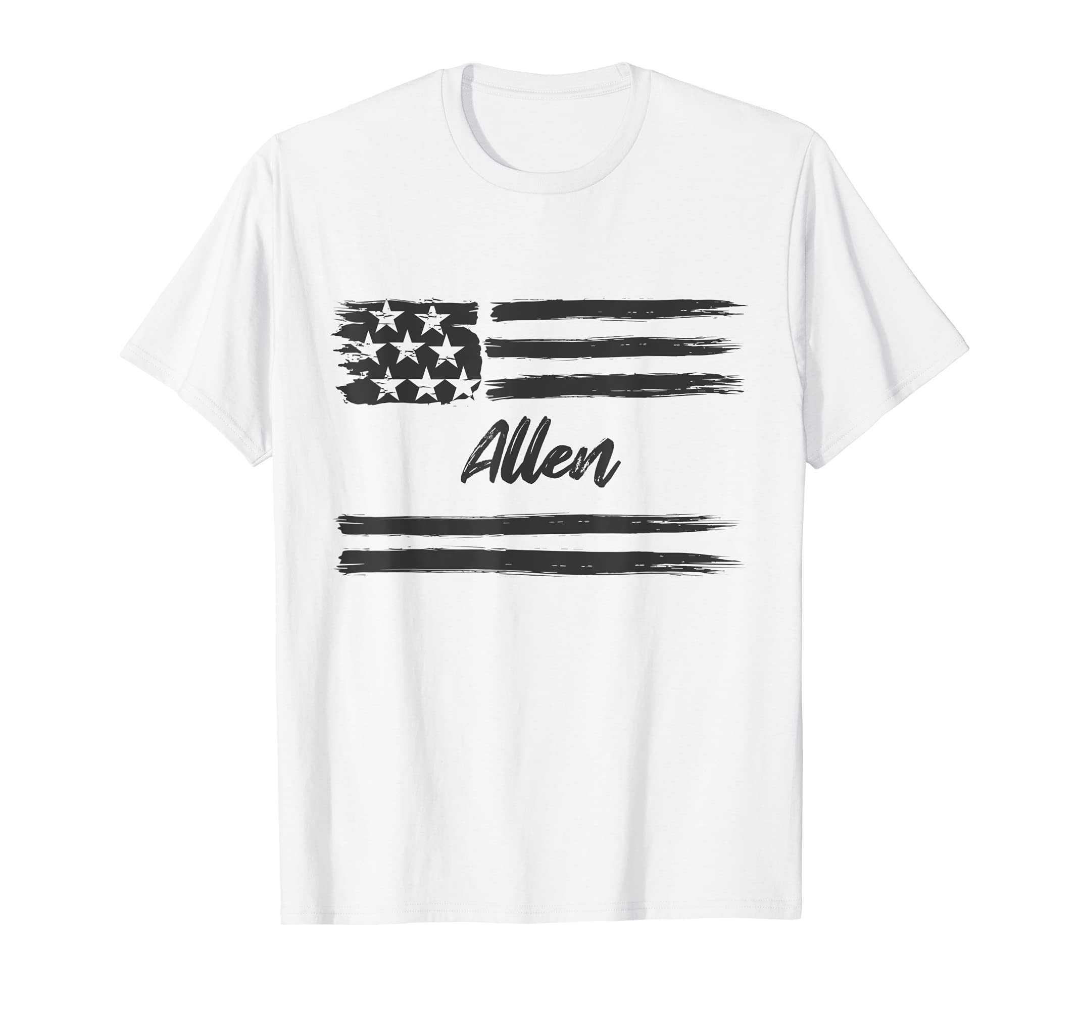 Allen - Personalized Name, Stars and Stripes, USA Flag T-Shirt, White