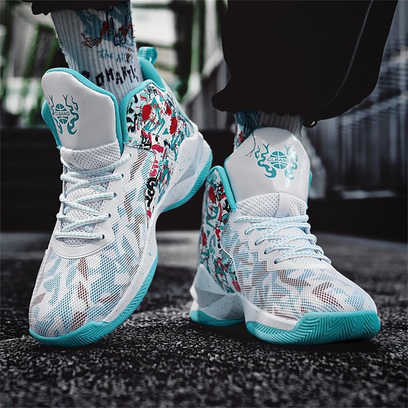 Womens Basketball Shoes for Men High Top Breathable Non Slip Unisex-Adult Outdoor Sneakers Youth Fashion Running Shoes