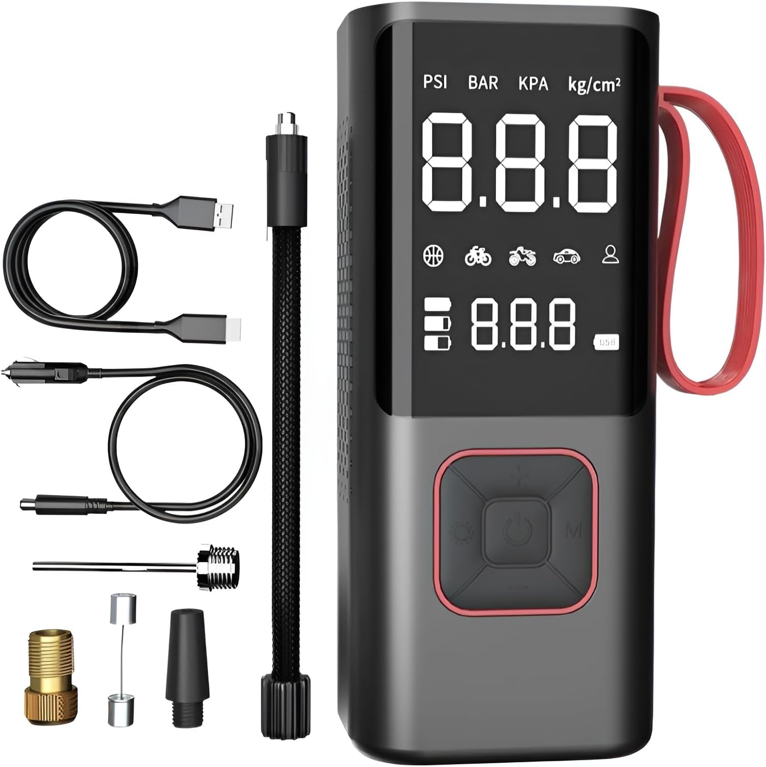 電動空気入れ エアポンプ コードレス 充電式 6000mAh 大容量バッテリー 自動停止 6分高速充気 LEDディスプレイ ライト付