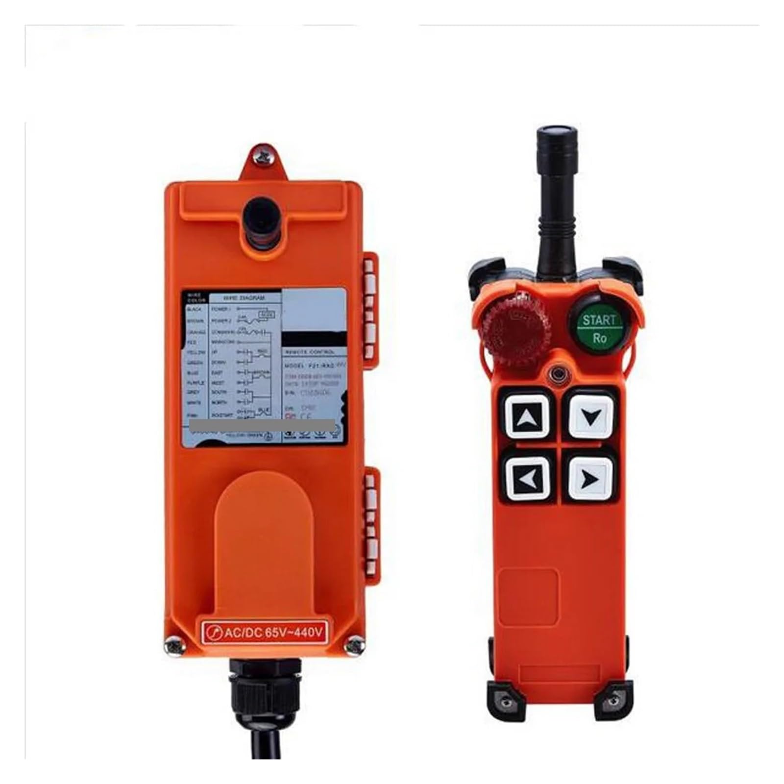 AUOQKQUT 1pc AC380V Controller 4 Single Speed Button 1 Transmitter + 1 Receiver F21-4S