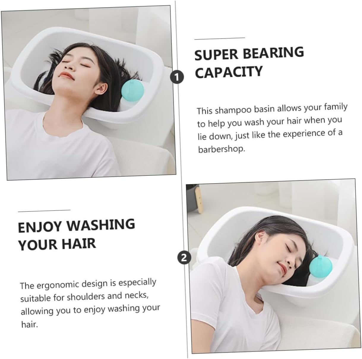 KOMBIUDA 1pc Portable Hair Wash Basin for Adults and Pregnant Women Comfortable Shampoo Tub Temperature-Sensing Plug for Easy Hair Washing Bedside