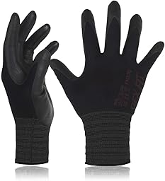 DEX FIT Guantes de Trabajo FN330, Ajuste Cómodo Elástico 3D, Buen Agarre, Recubrimiento de Espuma Duradero de Nitrilo, Táctil, Fino y Ligero, Lavable en la Lavadora
