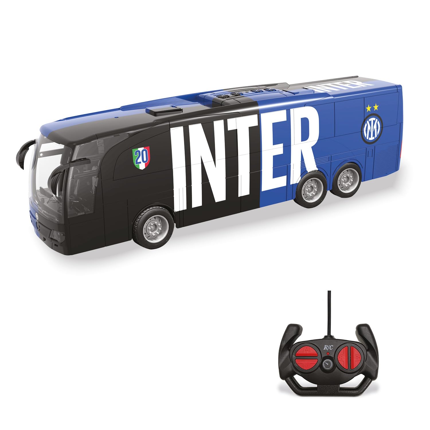 Mondo Motors Autobús Radiocontrolado Inter, Modelo de 33 cm de Longitud, Incluye baterías Recargables, autobús Juguete para niños 63856