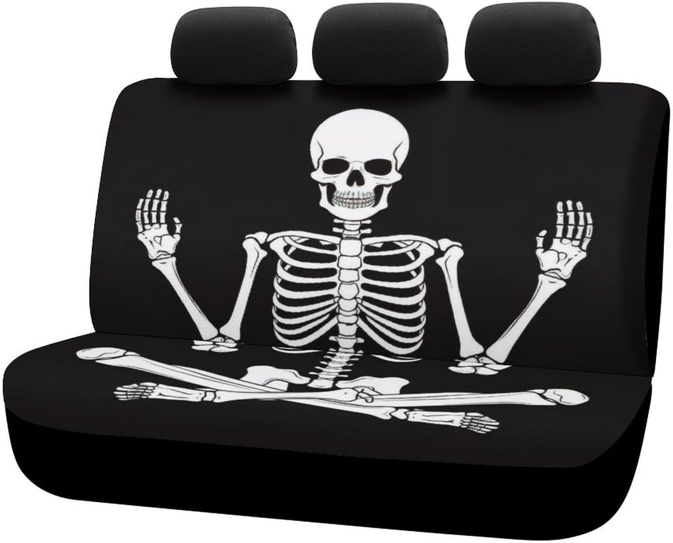 Car Rear Bench Seat Cover Skeleton Skull Yoga Pose Car Seat Cover Back Seat for Car Backseat Cover Protector Universal Fit Most Car Truck Vans SUVs Sedan 2 Pcs