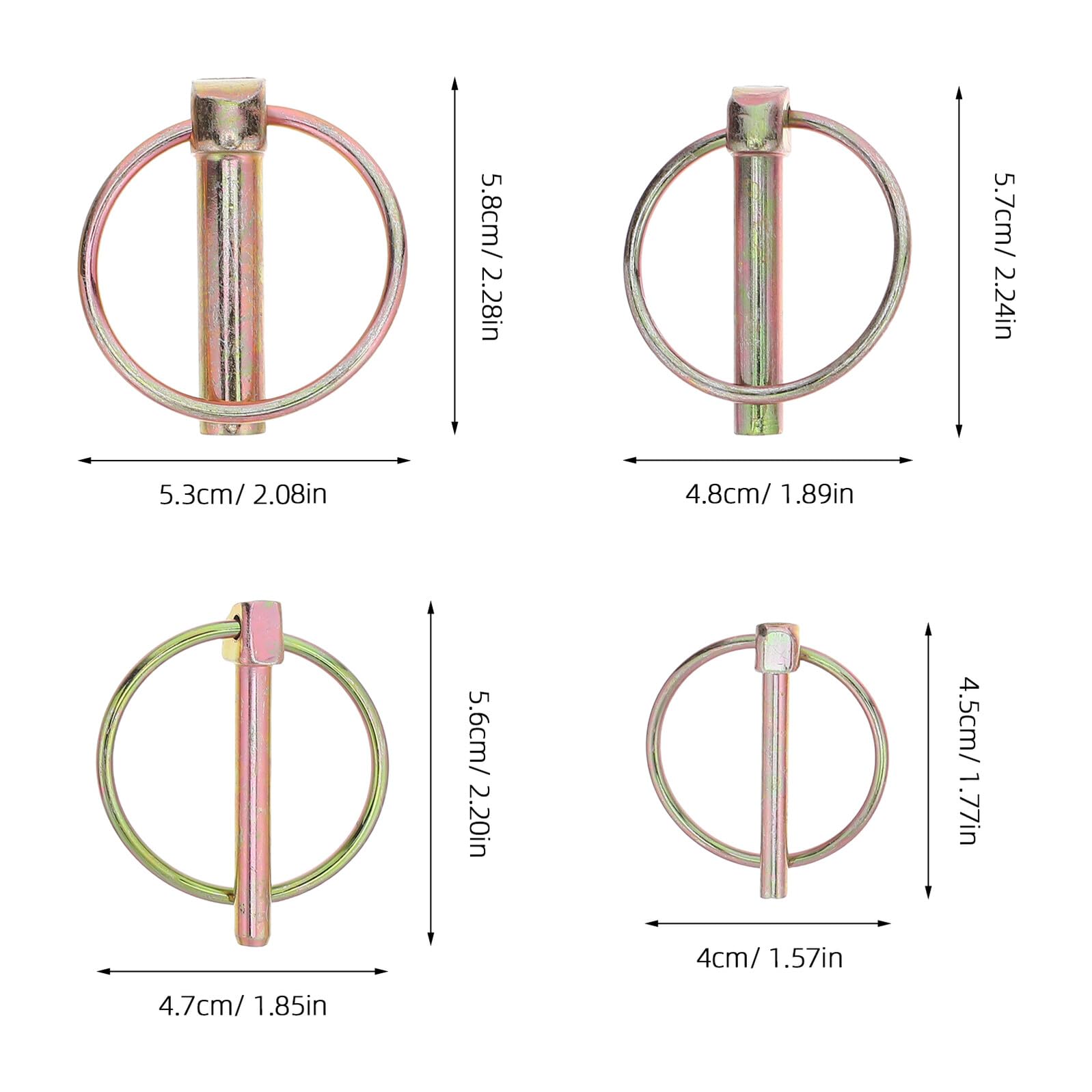 Perno di Bloccaggio per Rimorchio da Giardino e Agricolo Blocco a Filo Set da 50 Pezzi in Acciaio al Carbonio Resistente Perni di Sicurezza Molla per Fissaggio Rapido e Uso
