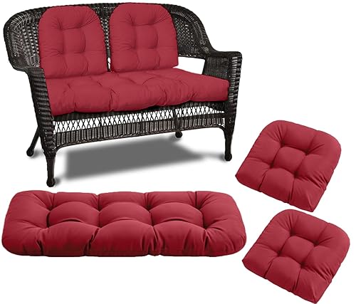 Wicker Chair Cushions 3 Piece Set, Waterproof Outdoor Cushions for