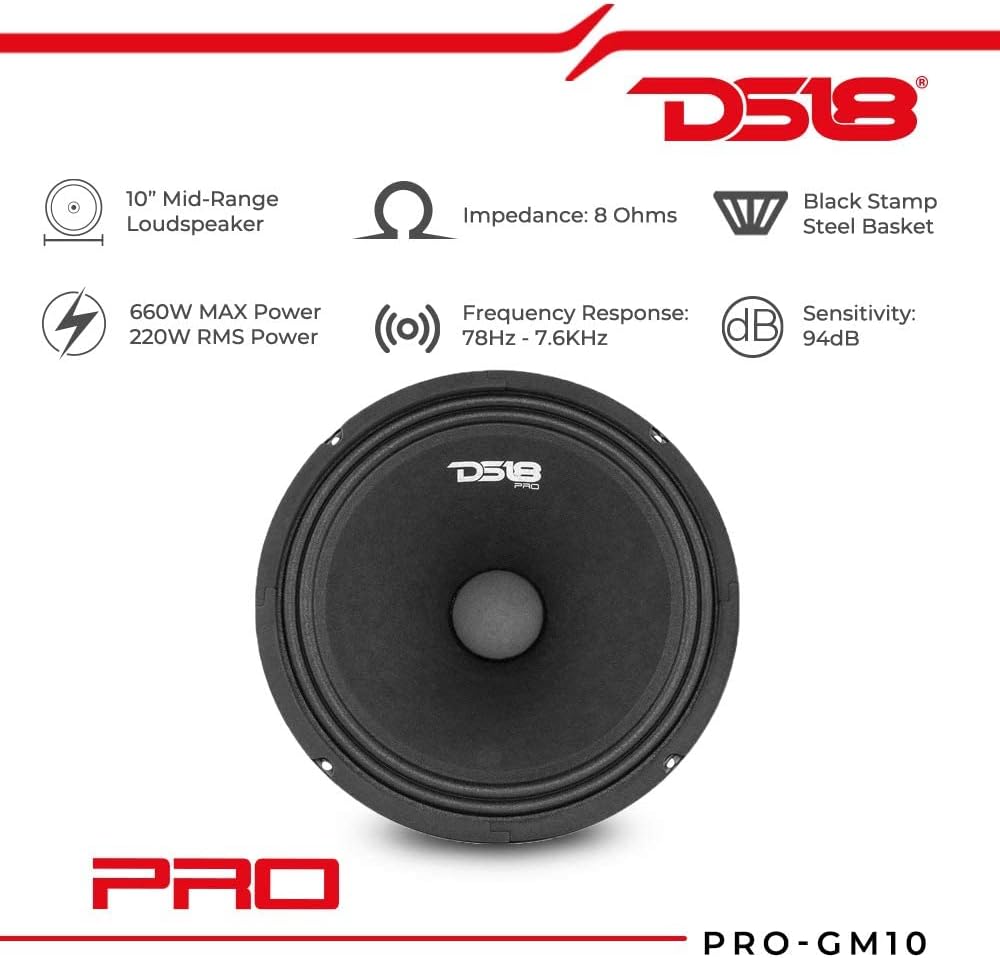 DS18 6.5" Midrange Speakers with Fast Ring Speaker Baffle - 480W Max, 8 Ohms - Quality Audio Door Speakers for Car or Truck Stereo Sound System