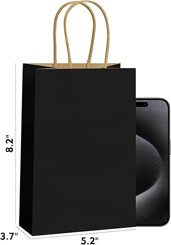 Miniatura 41 de REMTAP Bolsas de papel de regalo de 8 x 4.5 x 10.5 pulgadas, 50 bolsas de papel kraft con asas, bolsa de regalo a granel para bodas, fiestas