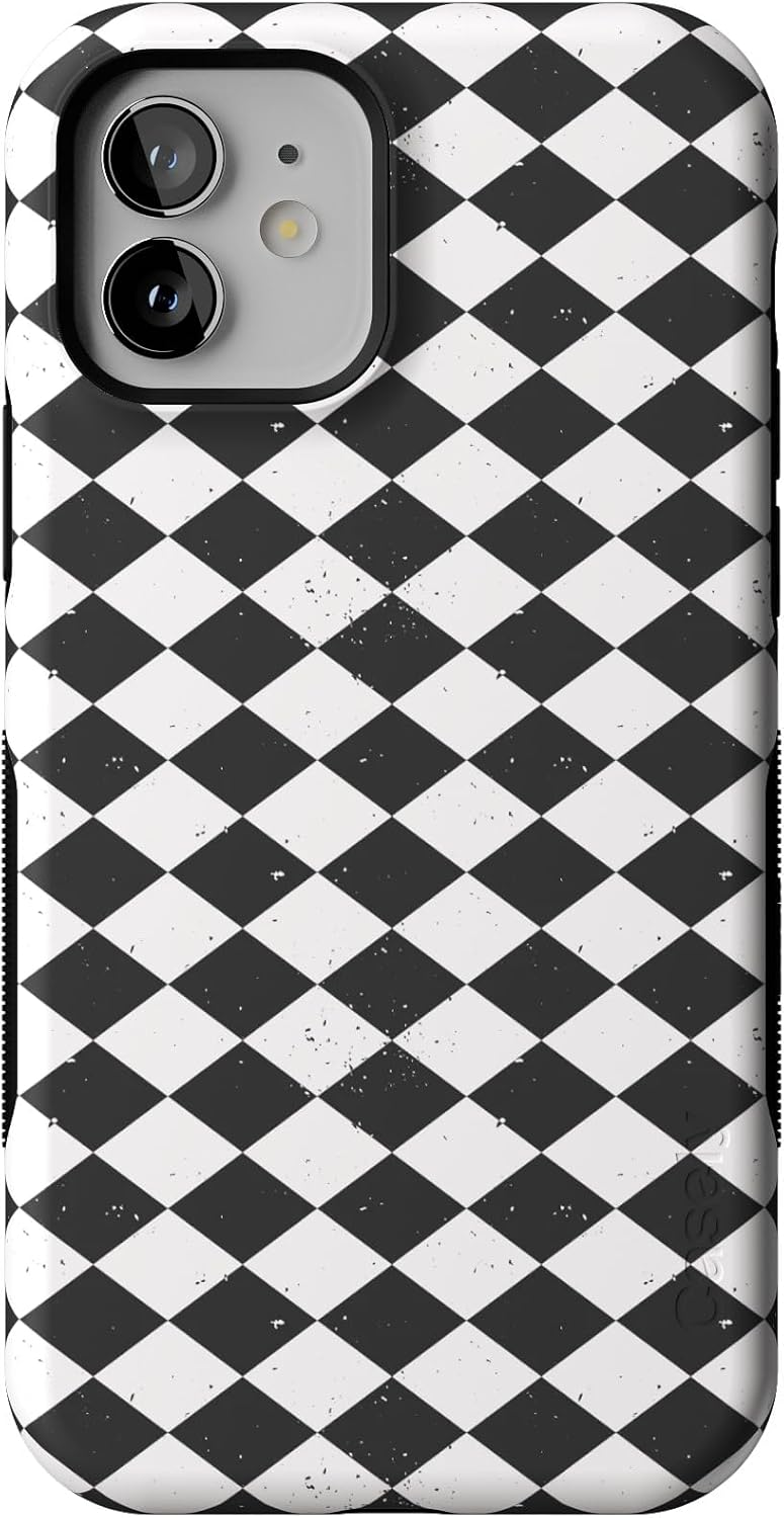 Casely iPhone 12 Mini Case | Salem's Hex | Black & White Checkered | Compatible with MagSafe | Bold Protective Design