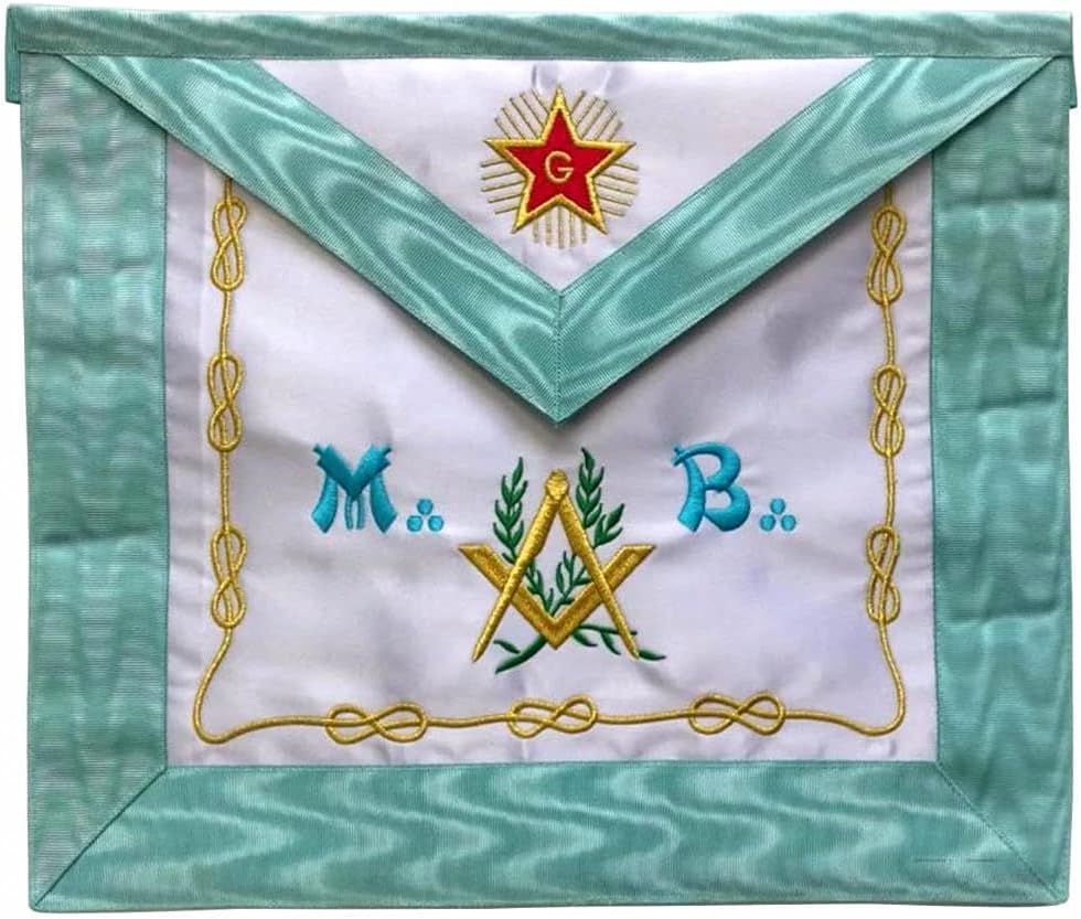 BRICKS MASONS Master Mason Blue Lodge French Apron - Sky Blue Silk & Moire Star G