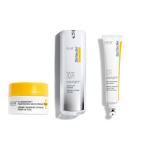 StriVectin Tighten & Lift Bundle, Crema avanzada para el cuello 0.25 onzas, suero de estiramiento facial Peptight, suero para ojos Peptight de 360