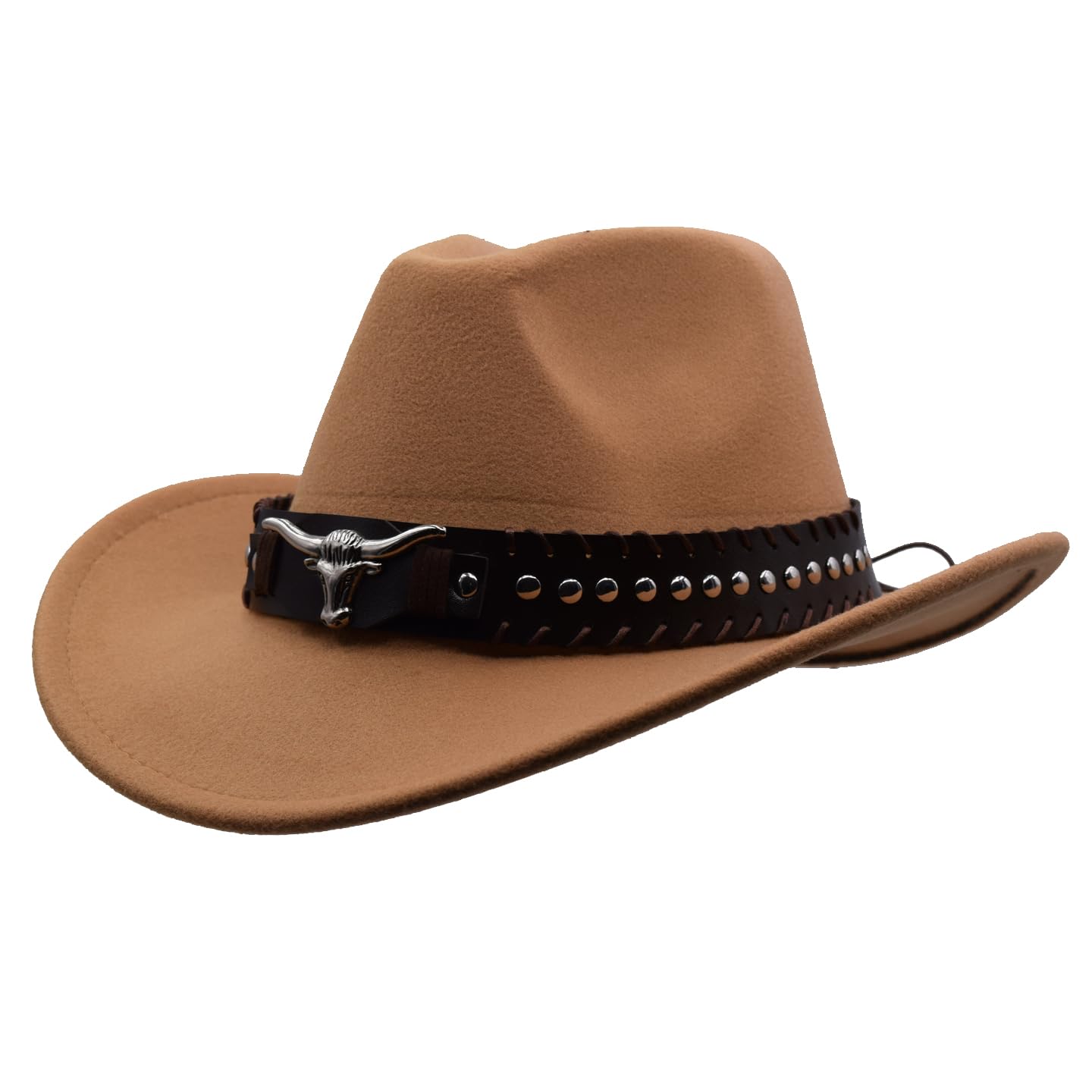 IFSUN Unisex Western Cowboy Hat Fur Felt Cowgirl Hats Wide Brim with Belt Buckle