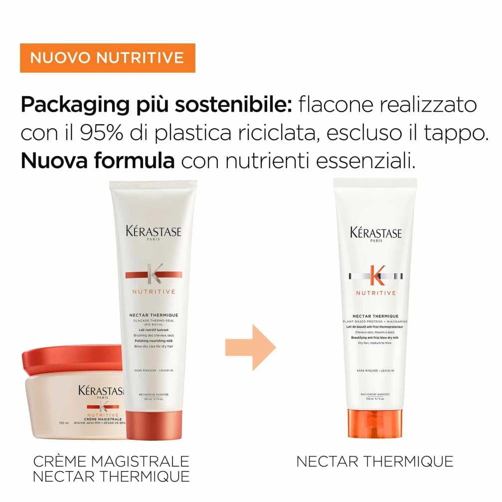 Kérastase, Nutritive, Latte Termoprotettore Nutriente, Per Capelli Secchi da Medi a Spessi, Azione Anti-Crespo, Nectar Thermique, 150 ml