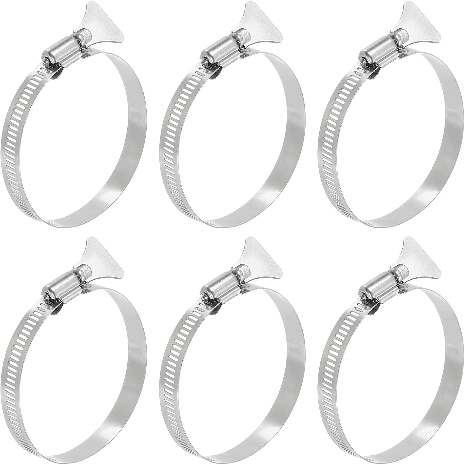 uxcell 6Pcs Stainless Steel Hose Clamps Worm Gear Hose Clamp, 14-27mm (1/2"to 1") Adjustable Thumb Screw Key Type Clamps Fuel Line Clamps 12mm Bandwidth for Plumbing, Automotive