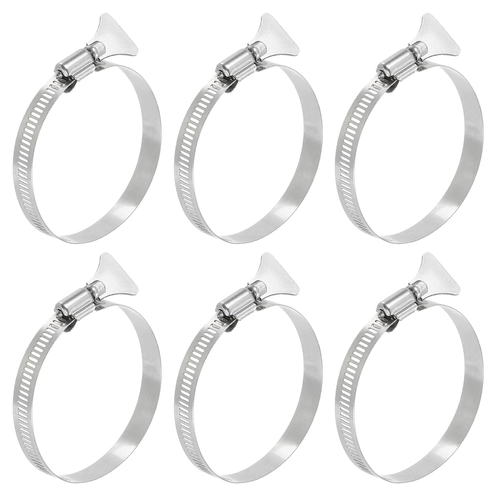 uxcell 6Pcs Stainless Steel Hose Clamps Worm Gear Hose Clamp, 59-82mm (2-3/8"to 3-1/4") Adjustable Thumb Screw Key Type Clamps Fuel Line Clamps 12mm