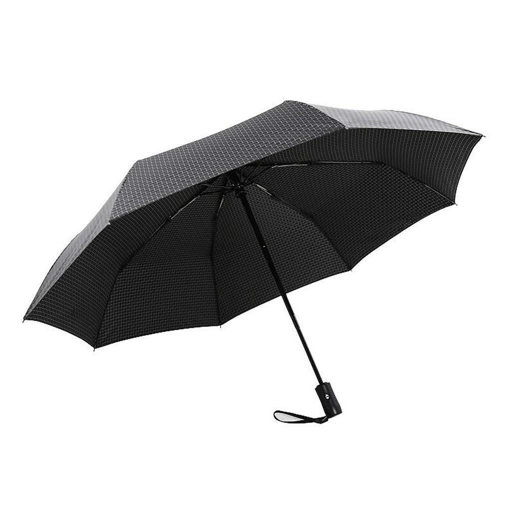 Parapluie trois fois automatique business à motif de treillis pour hommes