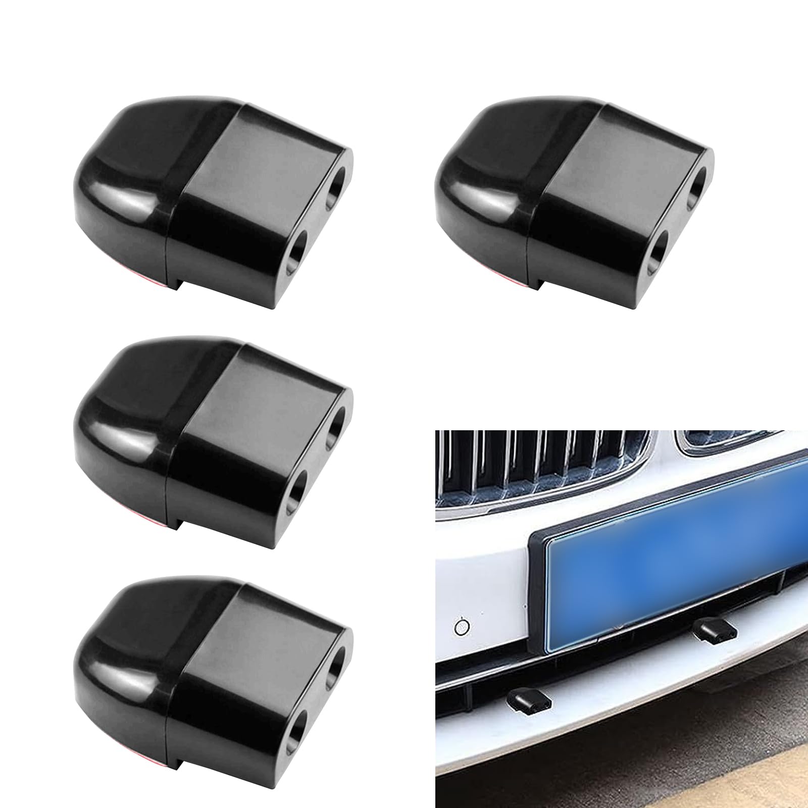 Hawyet4 PCS Car Dual Hole Deer Repeller, 1.96" x 0.78" x 1.57" Self-Adhesive ABS Waterproof Dual Horn Deer Whistle, Universal Safety Auxiliary Accessory, Compatible with Most Car Models (Black)