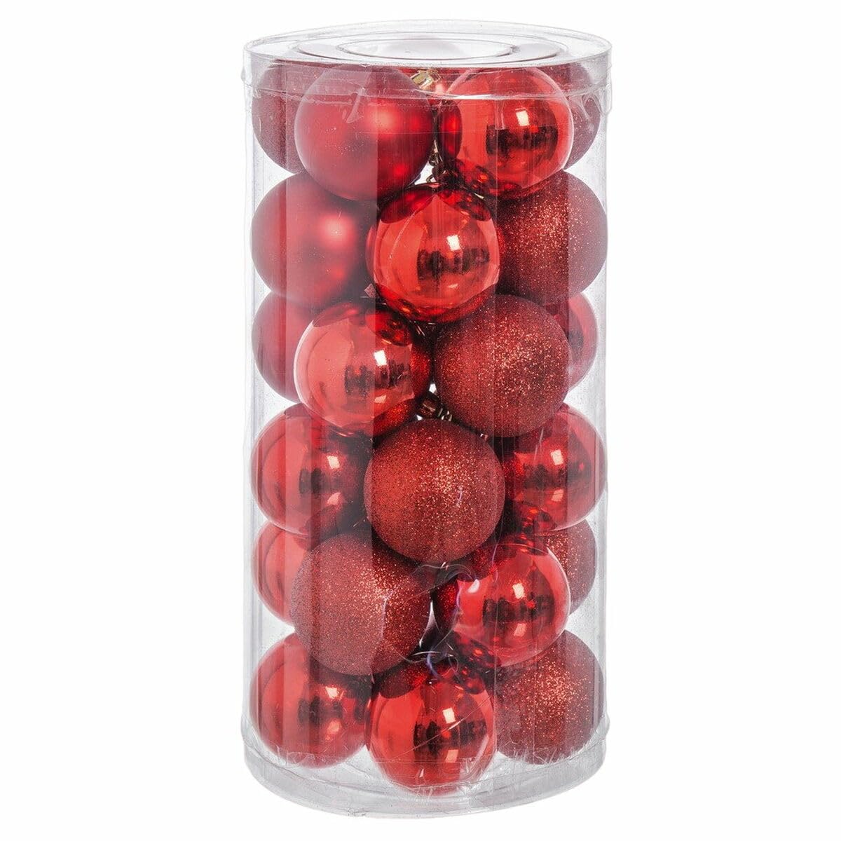 BigBuy Christmas Christmas Baubles Red Plastic Glitter 6 x 6 x 6 cm (30 Units)