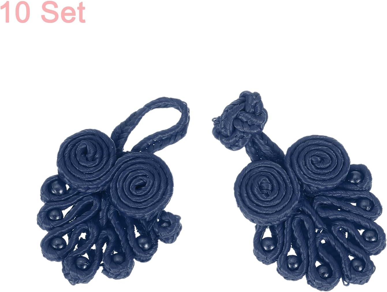 uxcell 10 Set Chinese Closure Buttons Chinese Knots Frog Buttons Handmade Sewing Fasteners for Tang Suit Scarf Coats Sweater Cloak Costumes Outfit Sewing (Navy, 60 x 20mm)