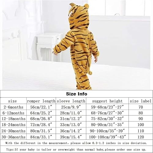 Miniatura 7 de QIAONIUNIU Disfraz de tigre para bebé para Halloween, mameluco para niños pequeños, rómper para cosplay, de 2 a 6 meses