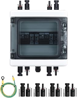 DIHOOL DC überspannungsschutz PV Anlage 2 Strings Solar Anschlusskasten für 2 * 500W Solarmodule Balkonkraftwerk, 15A 1000V DC Trennschalter